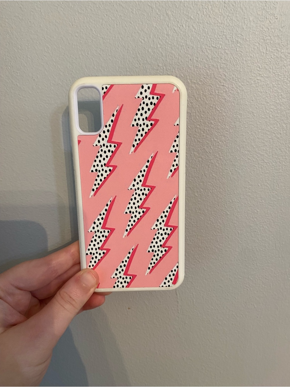 Pink Lightning Bolt Phone Case with White Frame - Unbranded